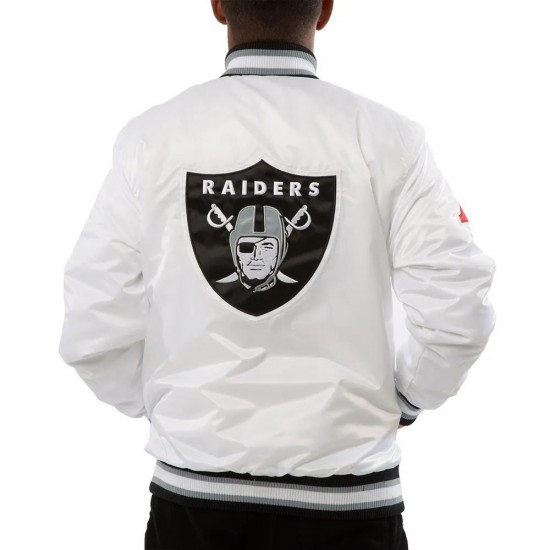 Las Vegas Raiders White Satin Jacket Las Vegas Raiders White Satin Jacket