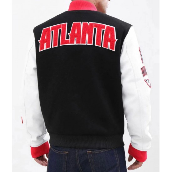 Letterman Atlanta Hawks Black and White Jacket Letterman Atlanta Hawks Black and White Jacket