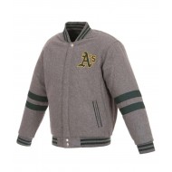Letterman Oakland Athletics Gray Wool Jacket