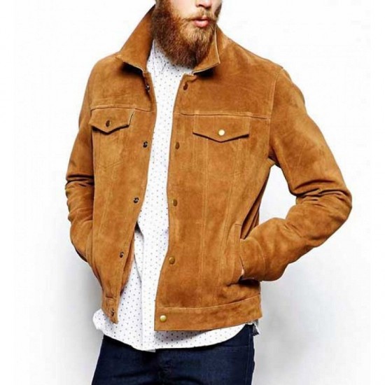 Longmire-Sheriff Men's Brown Suede Leather Jacket Longmire-Sheriff Men's Brown Suede Leather Jacket