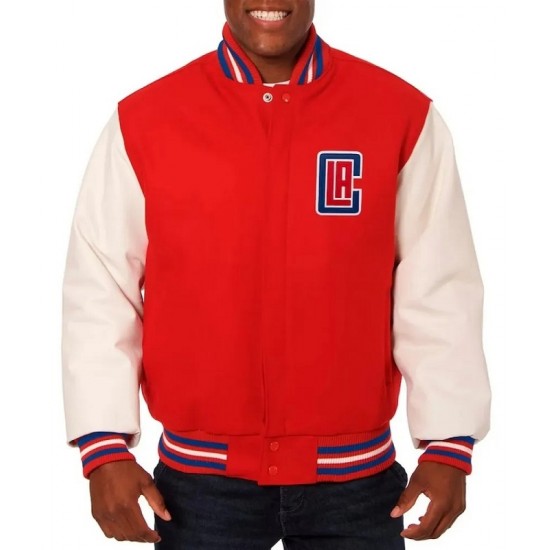 Los Angeles Clippers Varsity Red and White Jacket Los Angeles Clippers Varsity Red and White Jacket
