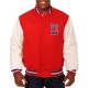 Los Angeles Clippers Varsity Red and White Jacket Los Angeles Clippers Varsity Red and White Jacket
