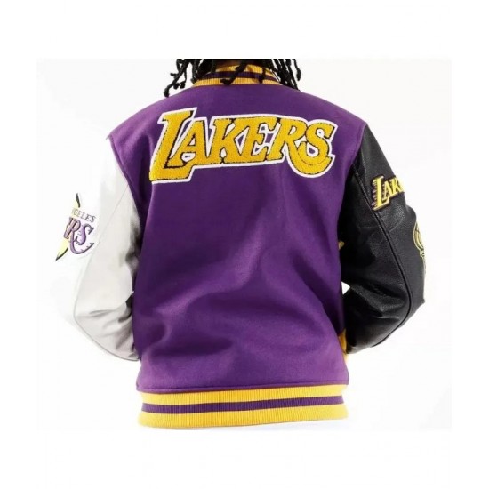 Los Angeles LAKERS Biker Varsity Jacket Los Angeles LAKERS Biker Varsity Jacket