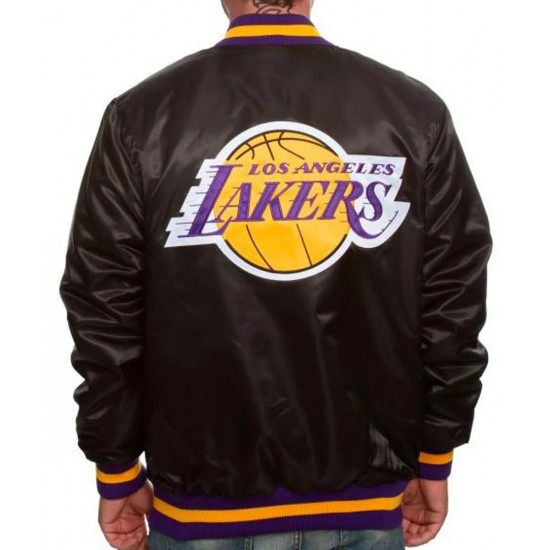 Los Angeles Lakers Black Bomber Satin Jacket Los Angeles Lakers Black Bomber Satin Jacket