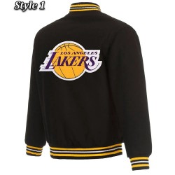 Los Angeles Lakers Black Bomber Wool Jacket 