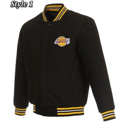 Los Angeles Lakers Black Bomber Wool Jacket 