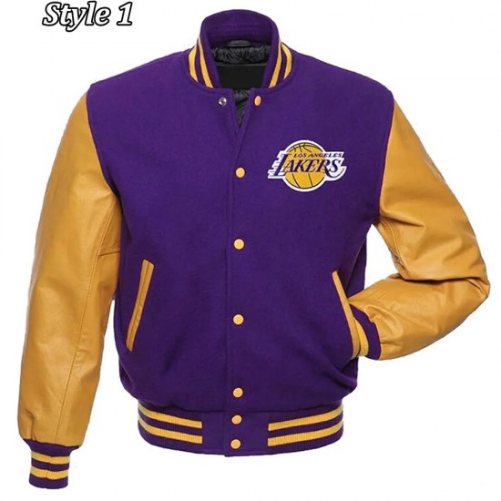 Los Angeles Lakers NBA Purple & Yellow Letterman Jacket Los Angeles Lakers NBA Purple & Yellow Letterman Jacket