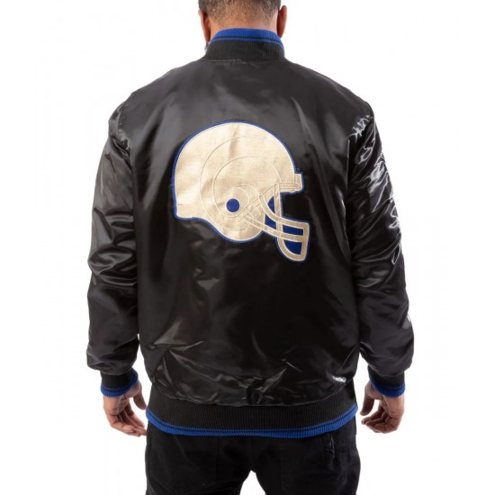 Los Angeles Rams Satin Bomber Black Jacket Los Angeles Rams Satin Bomber Black Jacket