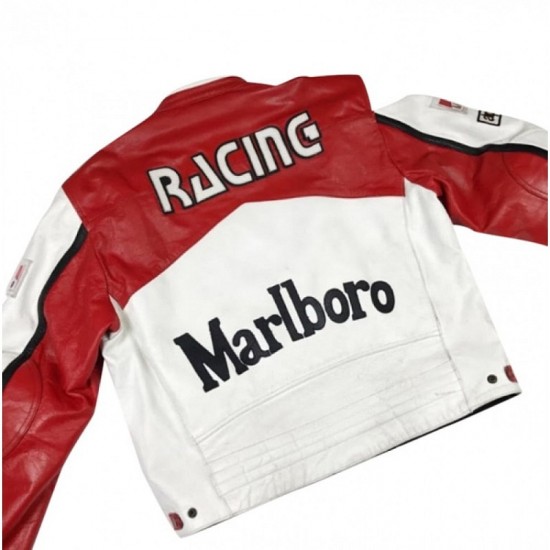 Marlboro Racing Red And White Leather Jacket Marlboro Racing Red And White Leather Jacket