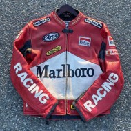 Marlboro x Yamaha Red & White Leather Jacket