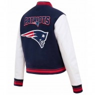 Mash Up New England Patriots Varsity Navy and White Jacket 