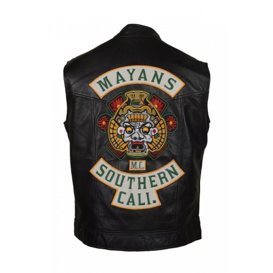 Mayans Southern California Black Biker Motorcycle Leather Vest Mayans Southern California Black Biker Motorcycle Leather Vest