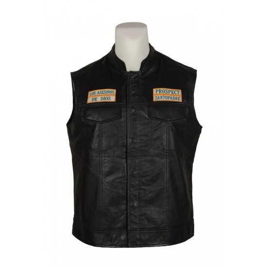 Mayans Southern California Black Biker Motorcycle Leather Vest Mayans Southern California Black Biker Motorcycle Leather Vest
