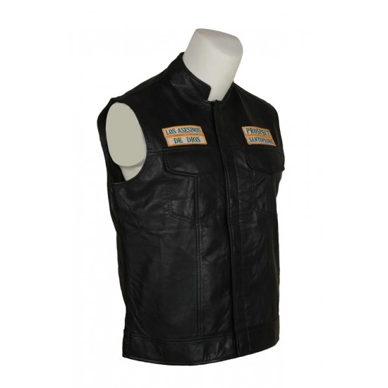 Mayans Southern California Black Biker Motorcycle Leather Vest Mayans Southern California Black Biker Motorcycle Leather Vest