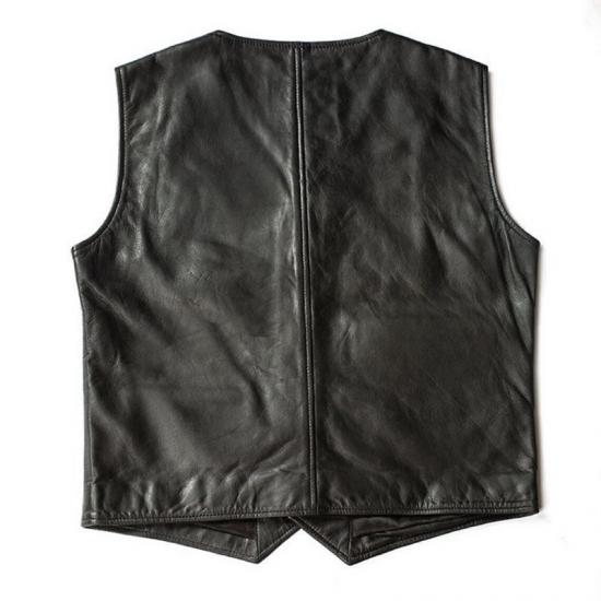 Men Black Simple Leather Vest