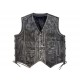 Men Vintage Motorcycle Distressed Black Vest
