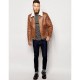 Men's Aviator Brown Leather Faux Shearling Jacket Men's Aviator Brown Leather Faux Shearling Jacket