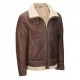 Men's Aviator Faux Shearling Brown Leather Jacket Men's Aviator Faux Shearling Brown Leather Jacket