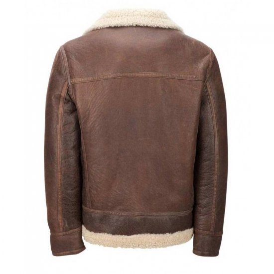 Men's Aviator Faux Shearling Brown Leather Jacket Men's Aviator Faux Shearling Brown Leather Jacket
