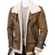 Men's Aviator Sheepskin Leather Faux Shearling Brown Jacket Men's Aviator Sheepskin Leather Faux Shearling Brown Jacket