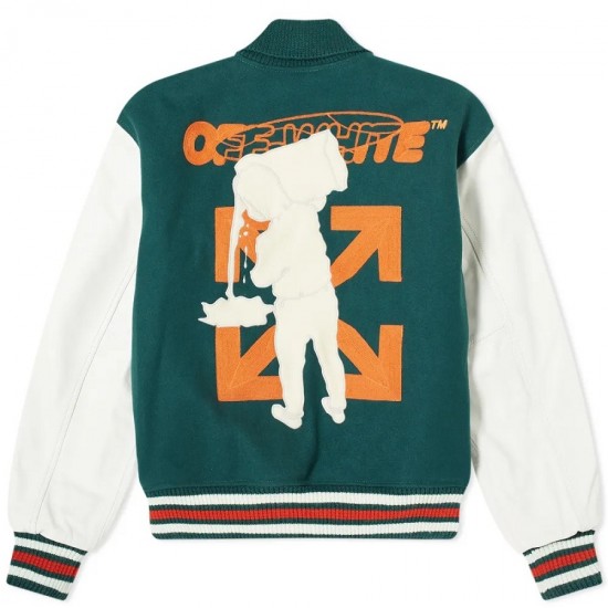 Men's Barrel Green and White Letterman Jacket Men's Barrel Green and White Letterman Jacket