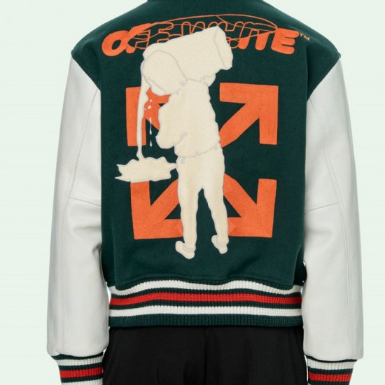 Men's Barrel Green and White Letterman Jacket Men's Barrel Green and White Letterman Jacket