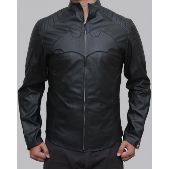 Men's Batman Black Logo Leather Jacket Men's Batman Black Logo Leather Jacket