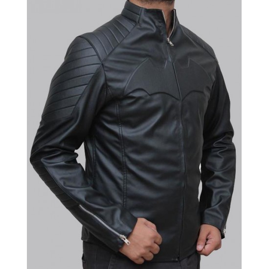 Men's Batman Black Logo Leather Jacket Men's Batman Black Logo Leather Jacket