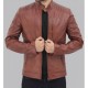 Men's Benjamin Cafe Racer Brown Leather Jacket Men's Benjamin Cafe Racer Brown Leather Jacket