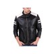 Men's Biker Leather Jacket White Stripes On Sleeves Men's Biker Leather Jacket White Stripes On Sleeves