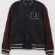 Men's Bomber Dark Blue and Burgundy Baseball 81 Jacket Men's Bomber Dark Blue and Burgundy Baseball 81 Jacket