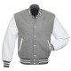 Men's Bomber Grey With White Wool Varsity Jacket Men's Bomber Grey With White Wool Varsity Jacket