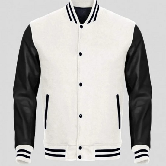 Men's Bomber Varsity Black and White Jacket Men's Bomber Varsity Black and White Jacket