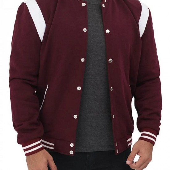 Men's Bomber Varsity Maroon College Jacket Men's Bomber Varsity Maroon College Jacket
