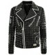 Men's Brando Studded Multi Embroidery Patches Punk Blue Leather Jacket Men's Brando Studded Multi Embroidery Patches Punk Blue Leather Jacket