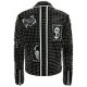 Men's Brando Studded Multi Embroidery Patches Punk Blue Leather Jacket Men's Brando Studded Multi Embroidery Patches Punk Blue Leather Jacket