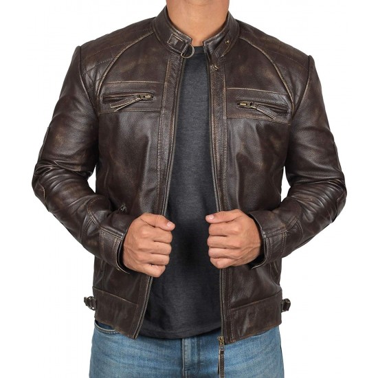 Men's Brown Genuine Lambskin Motorcycle Leather Jacket Men's Brown Genuine Lambskin Motorcycle Leather Jacket