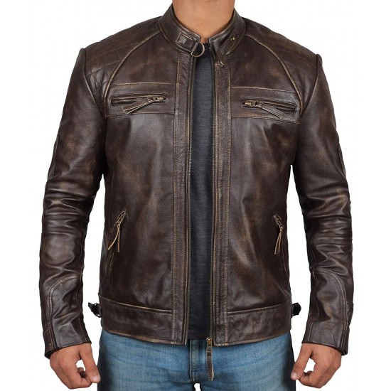 Men's Brown Genuine Lambskin Motorcycle Leather Jacket Men's Brown Genuine Lambskin Motorcycle Leather Jacket
