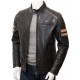 Men's Cafe Racer Striped Four Pockets Leather Biker Jacket Men's Cafe Racer Striped Four Pockets Leather Biker Jacket