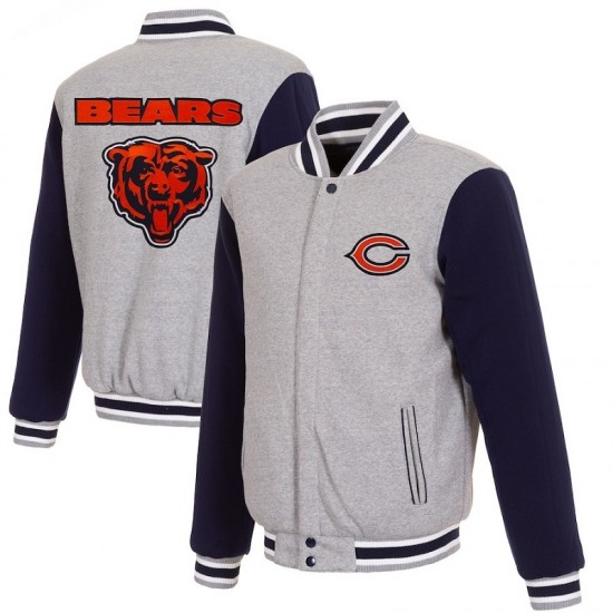 Men's Chicago Bears Gray Reversible Fleece Jacket Men's Chicago Bears Gray Reversible Fleece Jacket