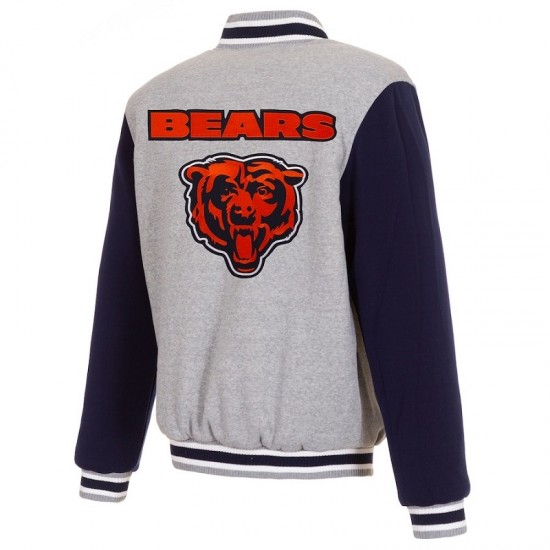 Men's Chicago Bears Gray Reversible Fleece Jacket Men's Chicago Bears Gray Reversible Fleece Jacket
