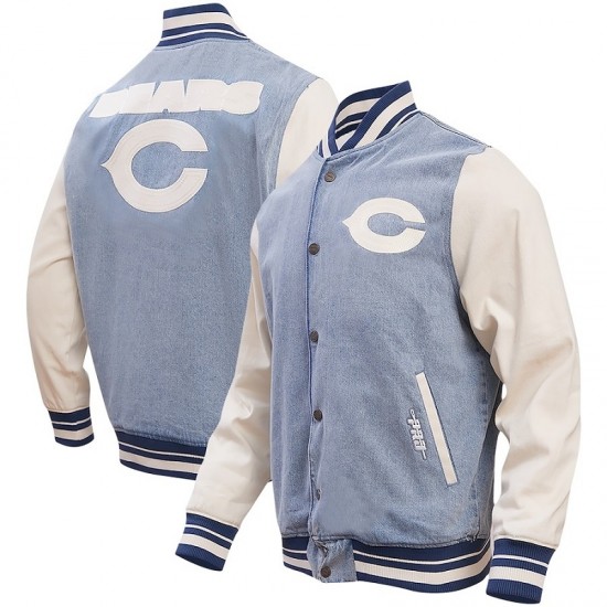 Men's Chicago Bears Pro Standard Denim Varsity Jacket Men's Chicago Bears Pro Standard Denim Varsity Jacket