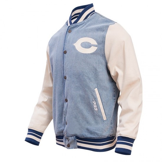 Men's Chicago Bears Pro Standard Denim Varsity Jacket Men's Chicago Bears Pro Standard Denim Varsity Jacket