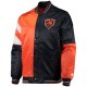 Men's Chicago Bears Starter Navy and Orange Leader Varsity Jacket Men's Chicago Bears Starter Navy and Orange Leader Varsity Jacket