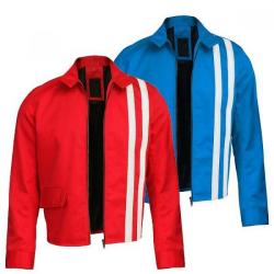Men's Classic Speedway Elvis Presley White Striped Steve Red Cotton Jacket