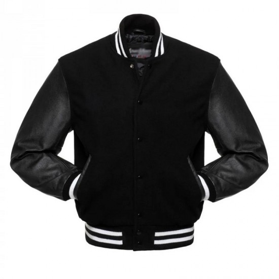 Men's College Black Bomber Jacket Men's College Black Bomber Jacket