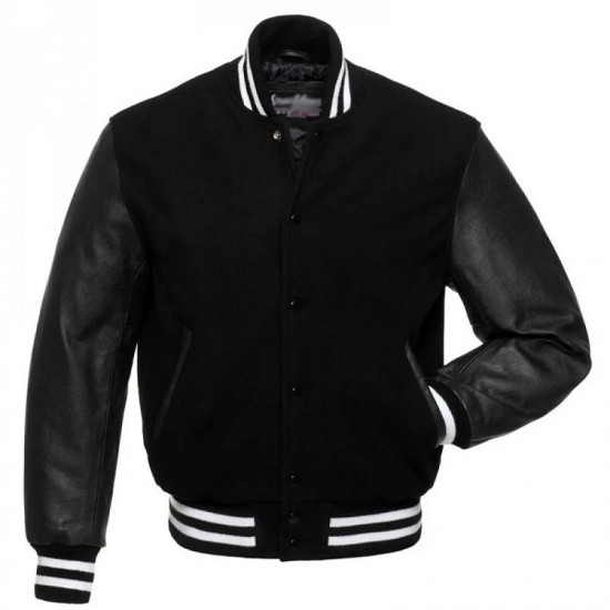 Men's College Black Bomber Jacket Men's College Black Bomber Jacket