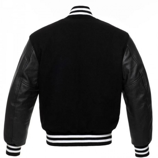 Men's College Black Bomber Jacket Men's College Black Bomber Jacket