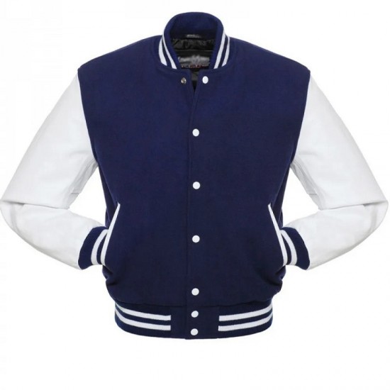 Men's College Varsity Blue With White Jacket Men's College Varsity Blue With White Jacket