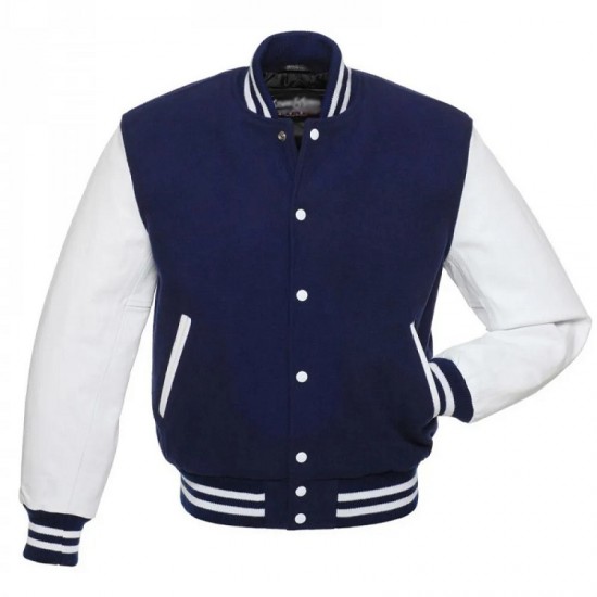 Men's College Varsity Blue With White Jacket Men's College Varsity Blue With White Jacket